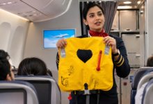 Airplane Cabin Life Jacket Demonstration