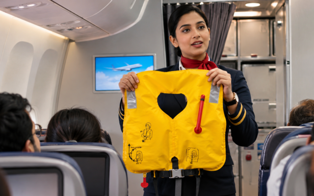 Airplane Cabin Life Jacket Demonstration