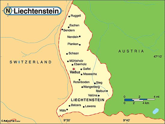 சுவிட்சர்லாந்துக்குள் ஒரு குட்டி நாடு?! Liechtenstein எப்படி உருவானது? சுவாரஸ்ய தகவல்கள் 1 Map highlighting Switzerland