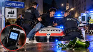 Nighttime Police Arrest on Lagerstrasse