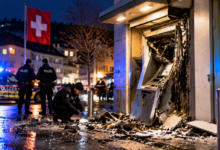 Swiss ATM Crime Scene at Night