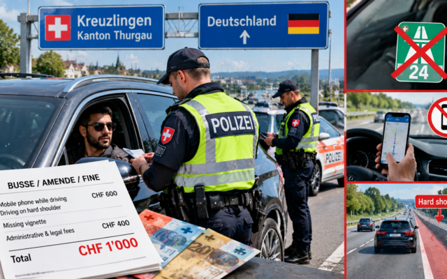 Swiss Border Traffic Stop with Fine Overlays
